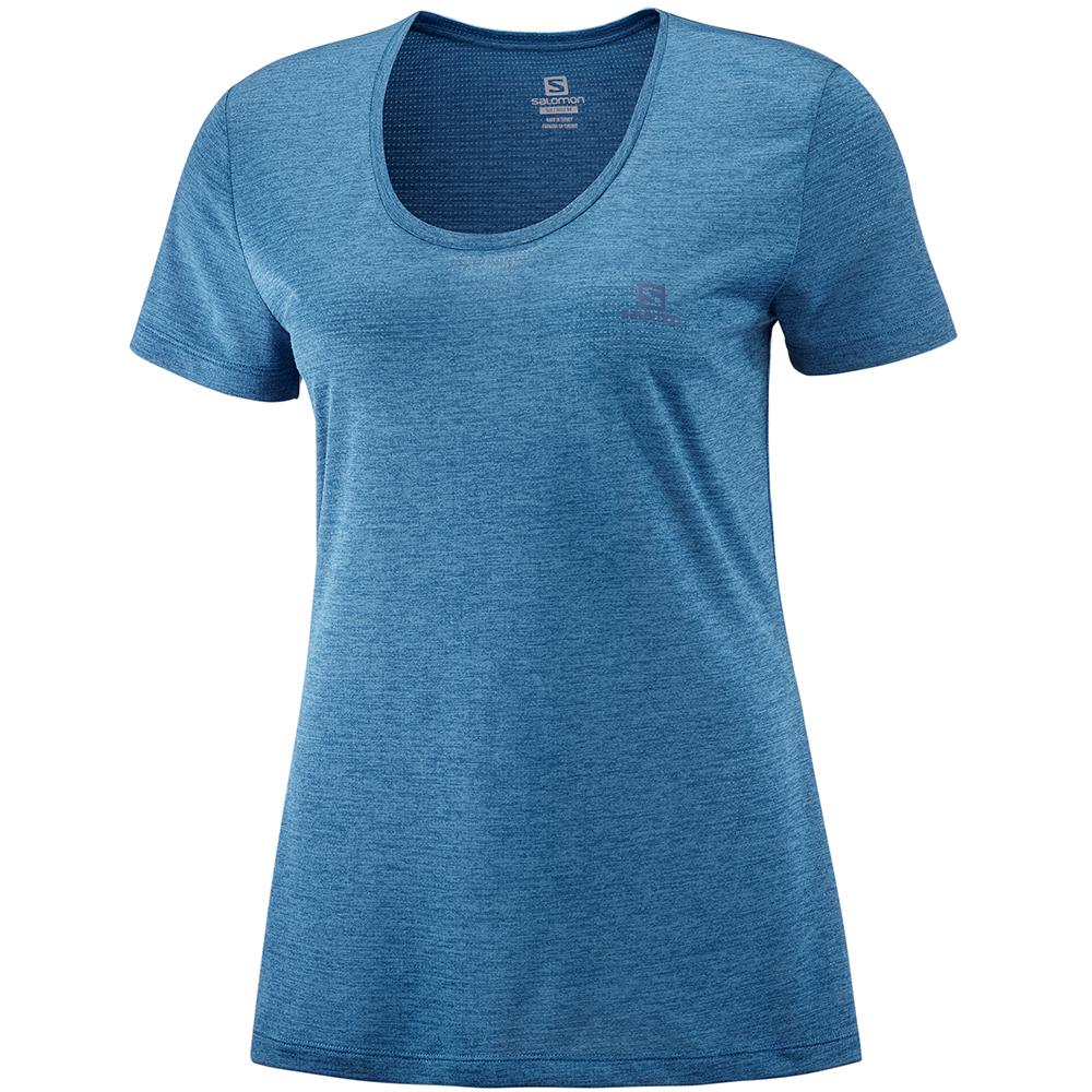 SALOMON AGILE SS W Philippines - Women's Tee Shirts - Blue | 625487-GPC